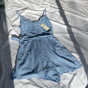 Light Blue Scallop Neck Romper